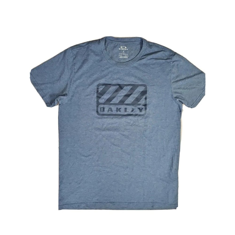 Oakley Regular Fit Men's Large T Shirt Blue Graphic Logo Tee Short Sleeve